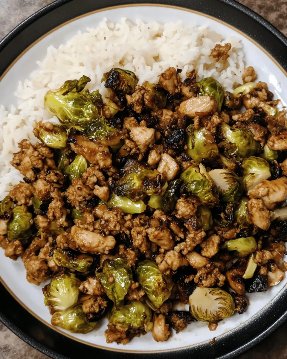 One-Pan Ground Chicken and Brussels Sprouts