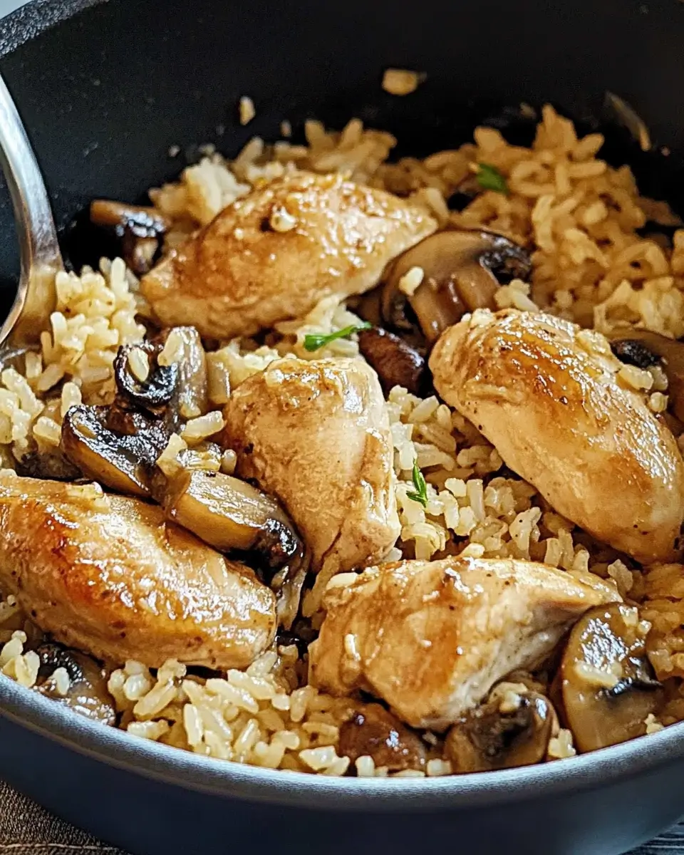One Pot Mushroom Chicken and Rice Recipe