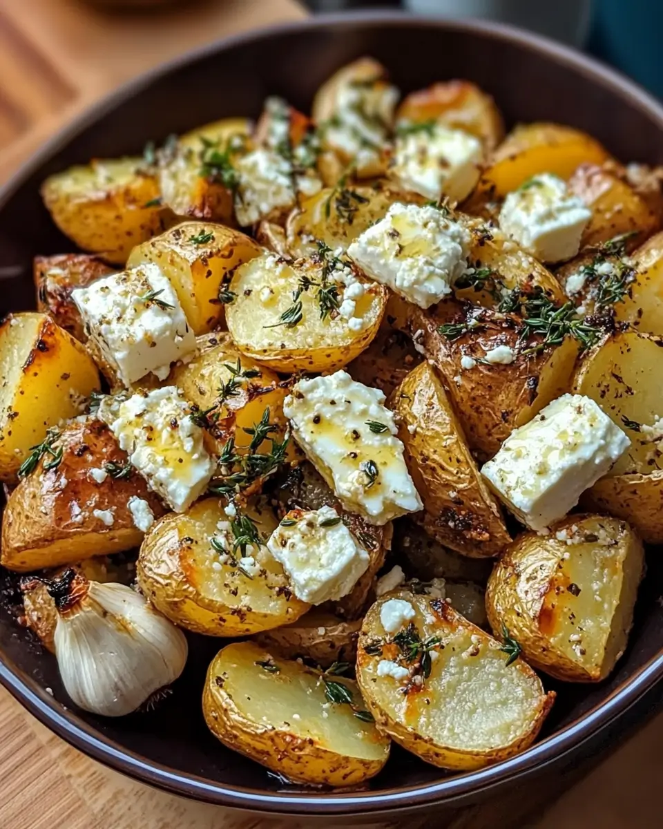 Roasted Potatoes with Baked Feta and Garlic
