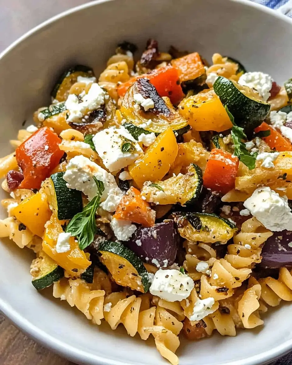 Roasted Veggie Pasta with Feta