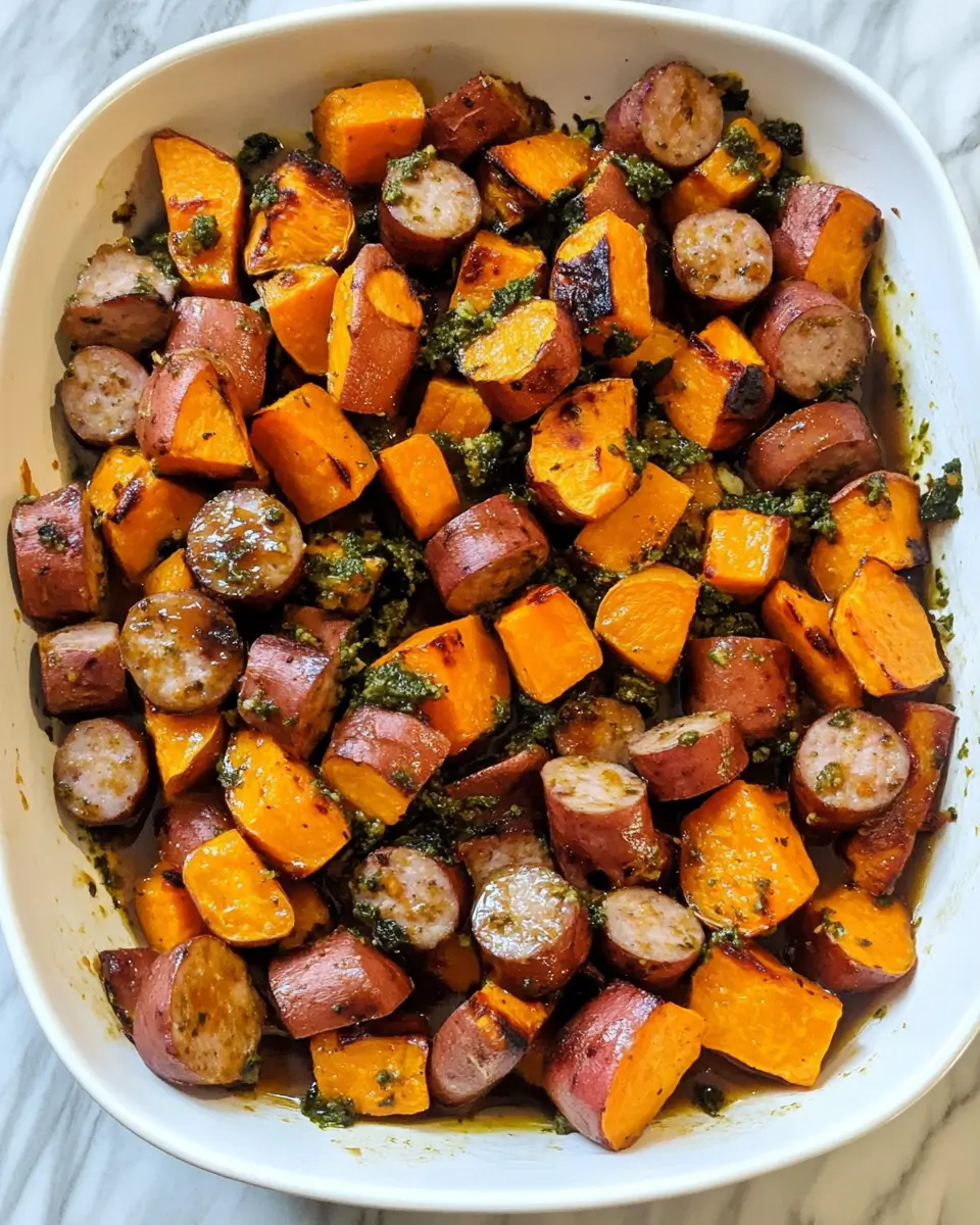 Sausage and Sweet Potatoes with Honey Garlic Sauce