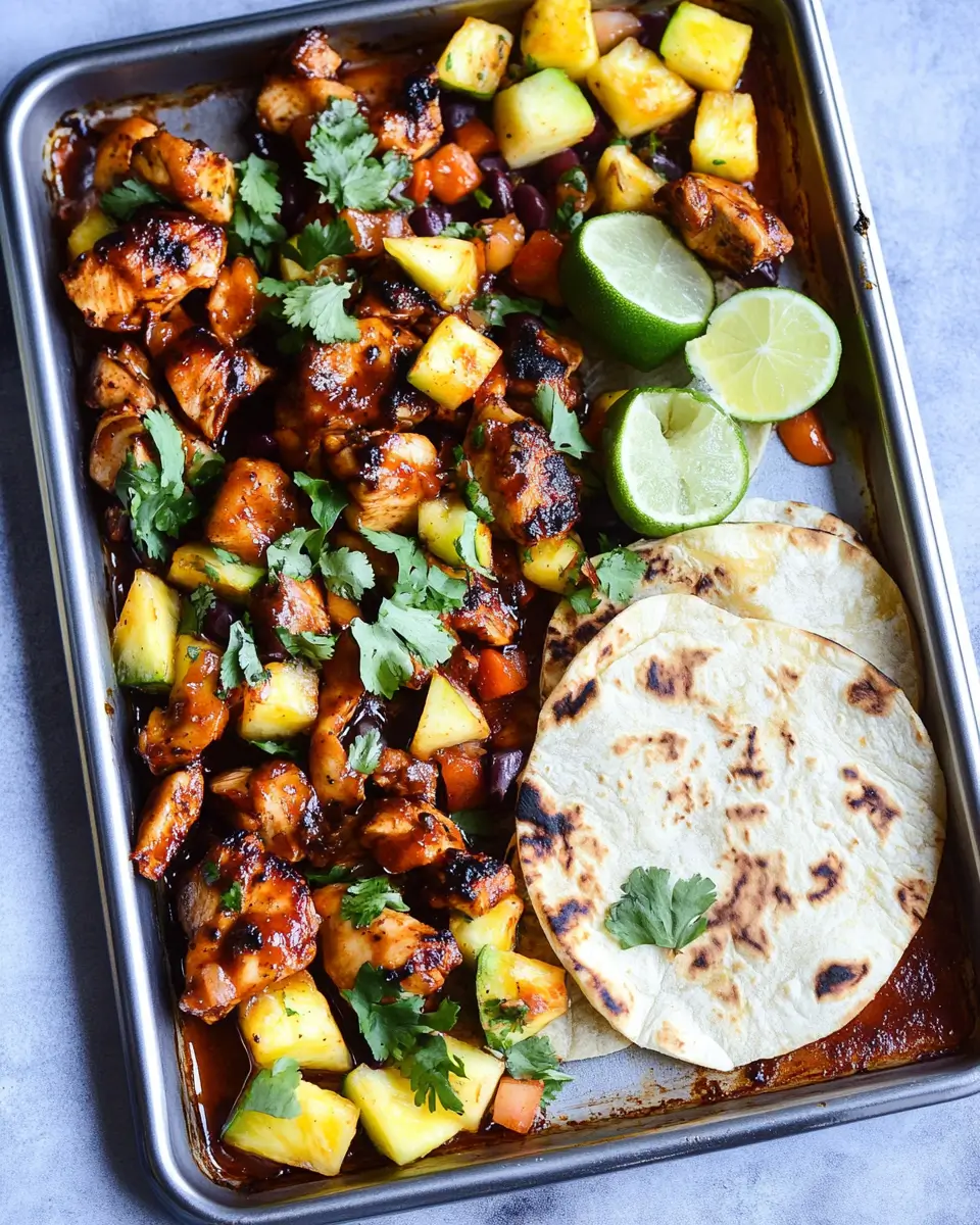 Sheet Pan Chicken, Chipotle & Pineapple Tacos