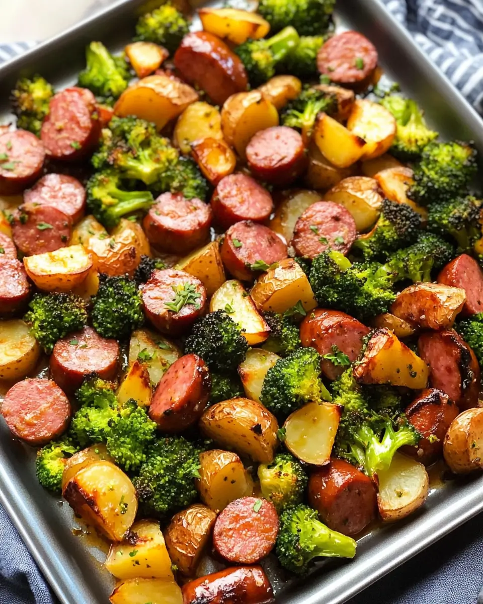 Sheet Pan Honey Garlic Kielbasa, Potatoes, & Broccoli