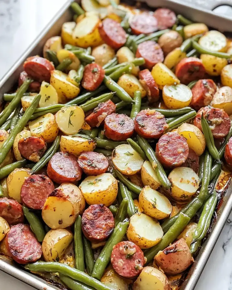 Sheet Pan Kielbasa Potatoes and Green Beans