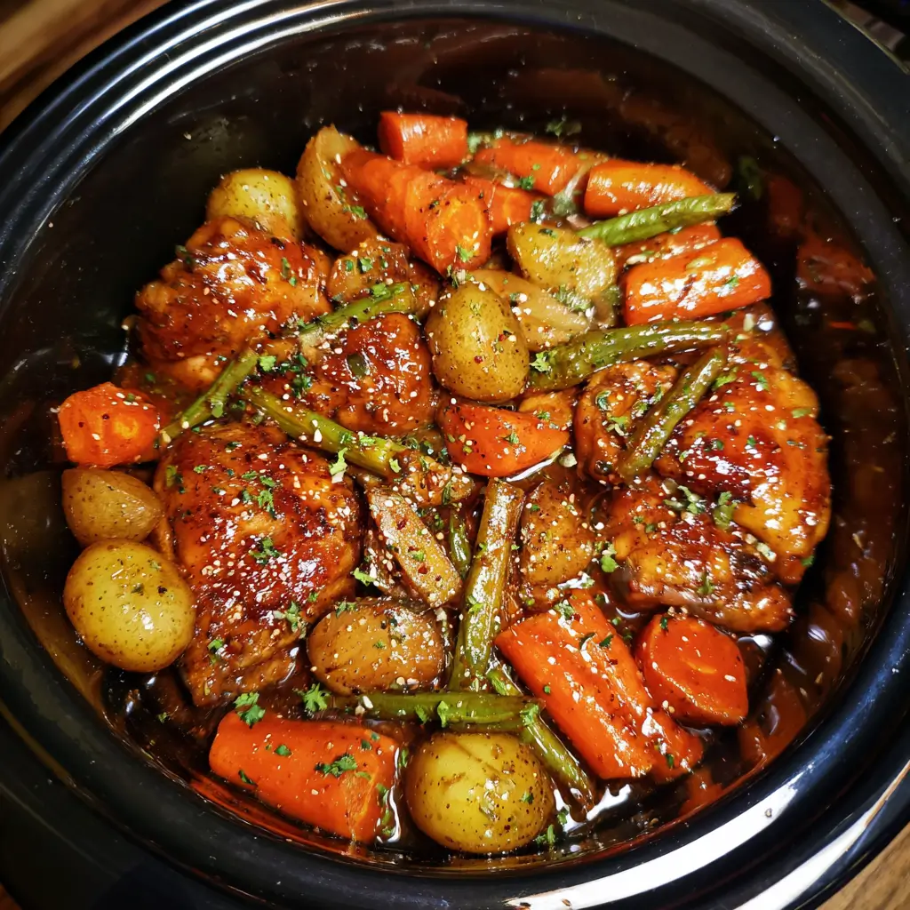Slow Cooker Honey Garlic Chicken and Veggies