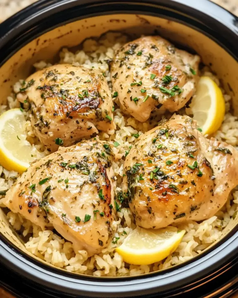 Slow Cooker Lemon Herb Chicken and Rice