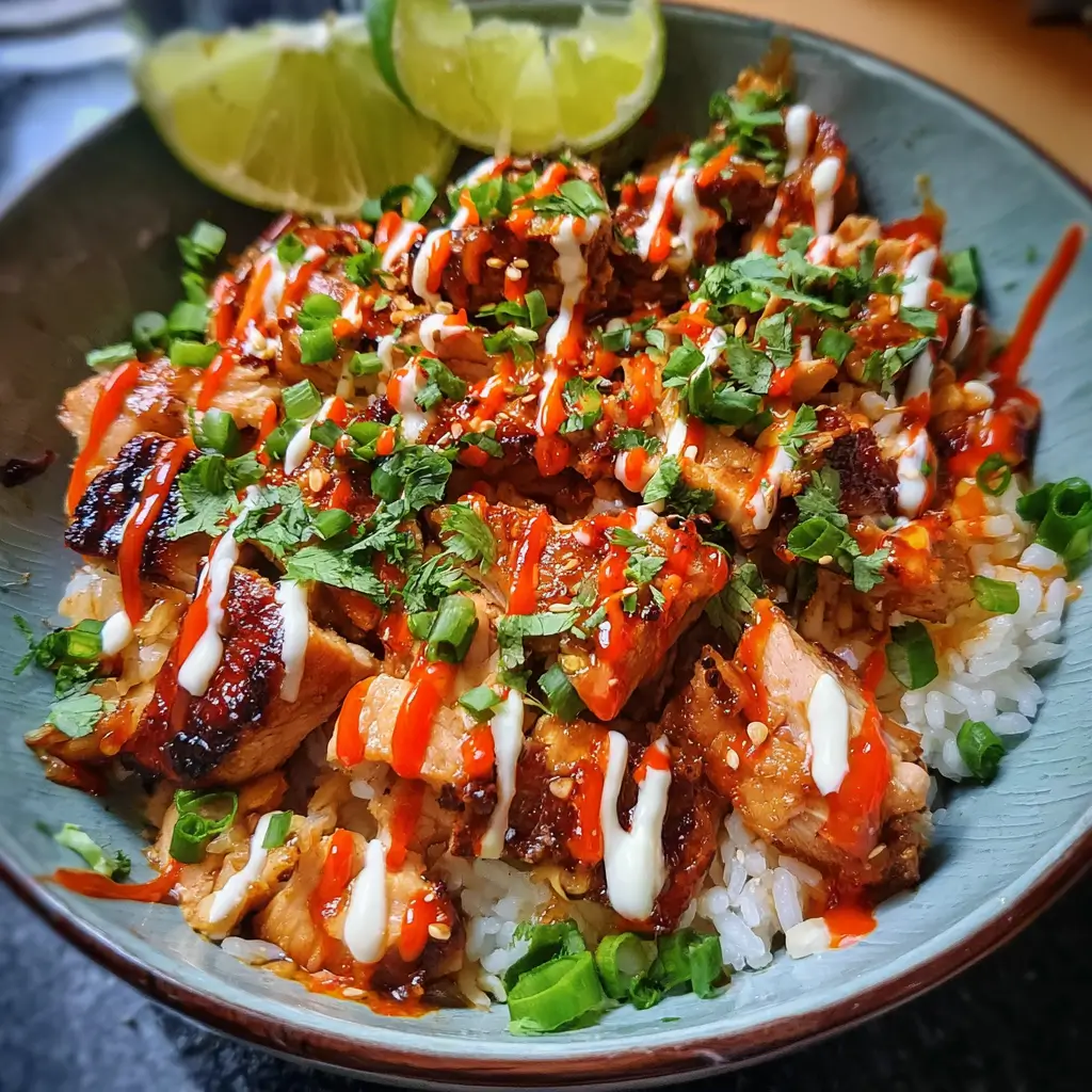 Sweet Chili Chicken Bowl with Coconut Lime Drizzle
