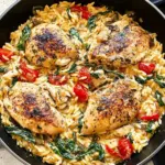 Tuscan Chicken and Orzo Skillet