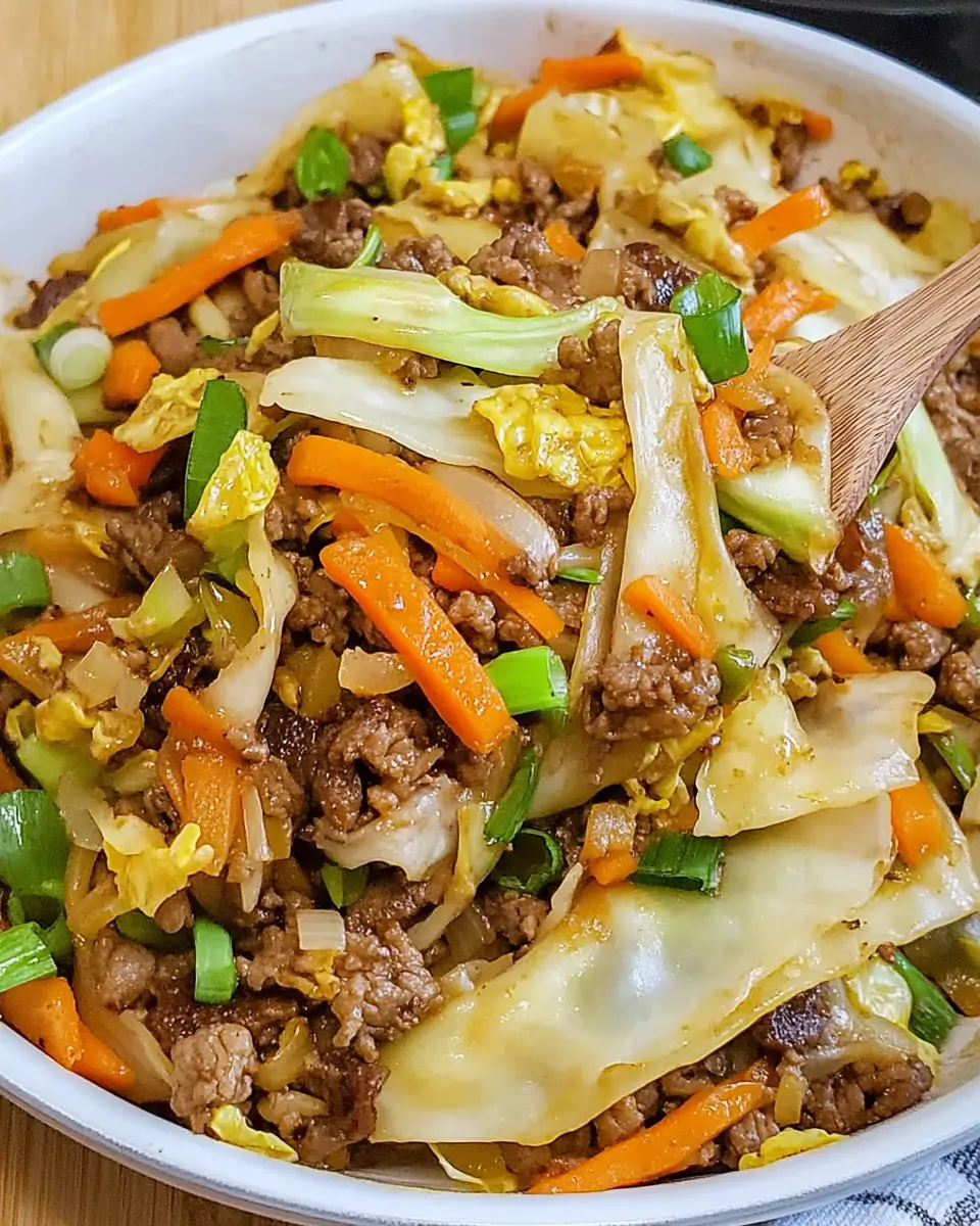 Unstuffed Beef Egg Roll Stir Fry