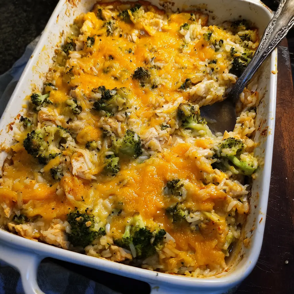 Broccoli Cheddar Chicken and Rice Casserole