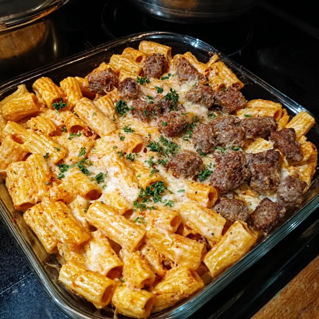 Cajun Steak Cheesy Rigatoni Parmesan
