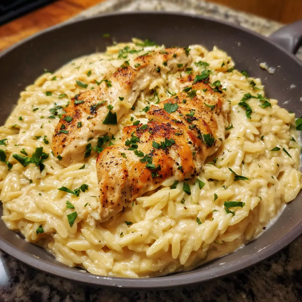 Chicken Alfredo Orzo