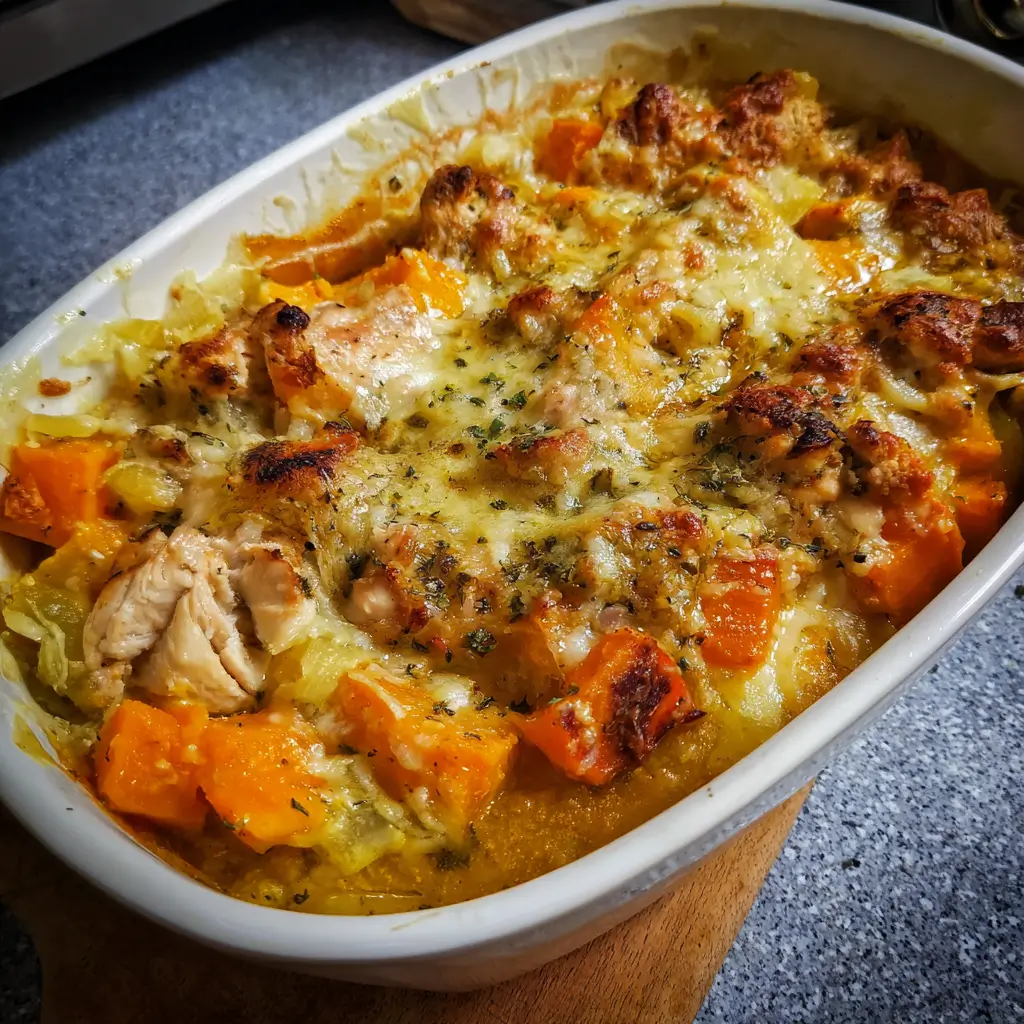 Chicken, Leek and Butternut Squash Bake
