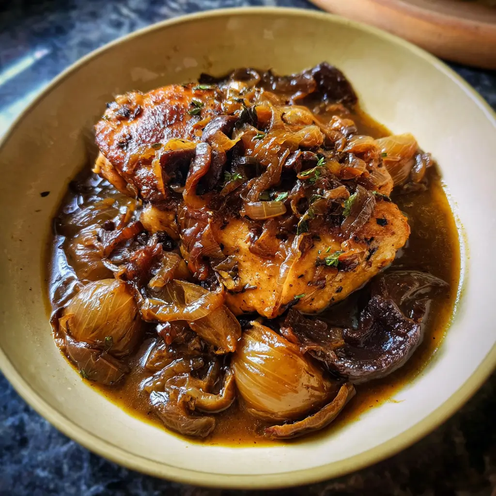Cider Braised Chicken with Caramelized Onions