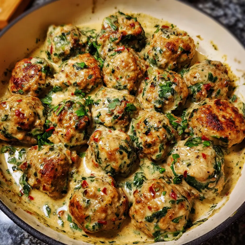 Creamy Spinach Turkey Meatballs