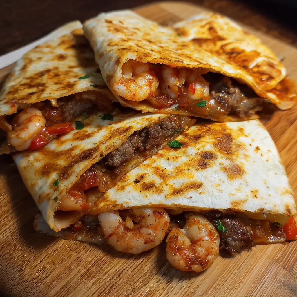 Creole Steak Shrimp Quesadillas
