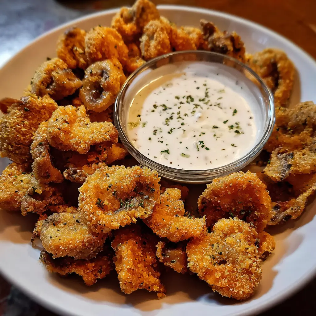 Crispy Fried Mushrooms Ranch Dip