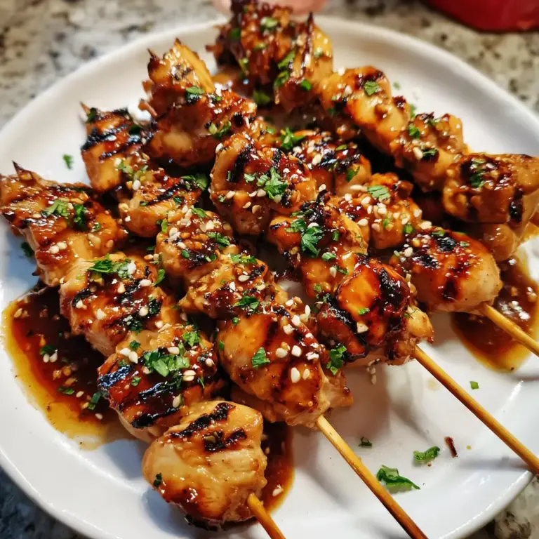 Easy Grilled Asian Chicken Skewers with Honey Garlic Sauce