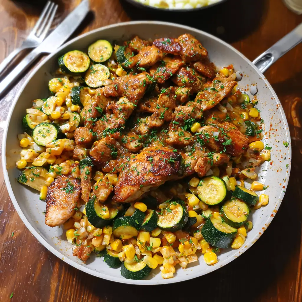 Garlic Butter Chicken with Zucchini and Corn