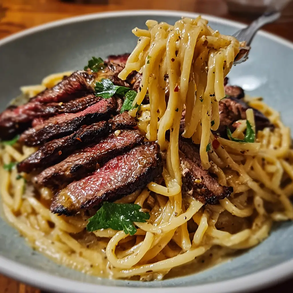 Garlic Butter Steak Lightning Noodles