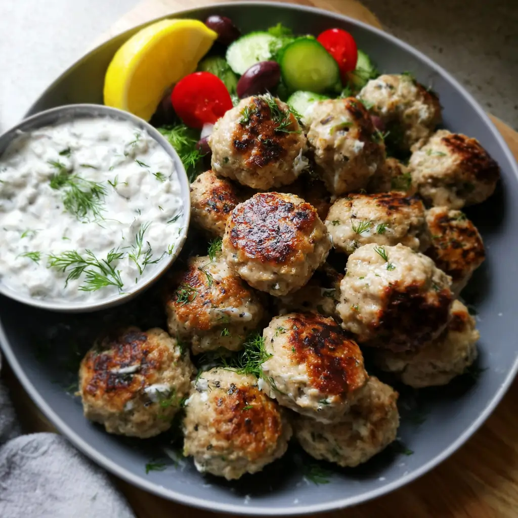 Greek Turkey Meatballs with Tzatziki Sauce