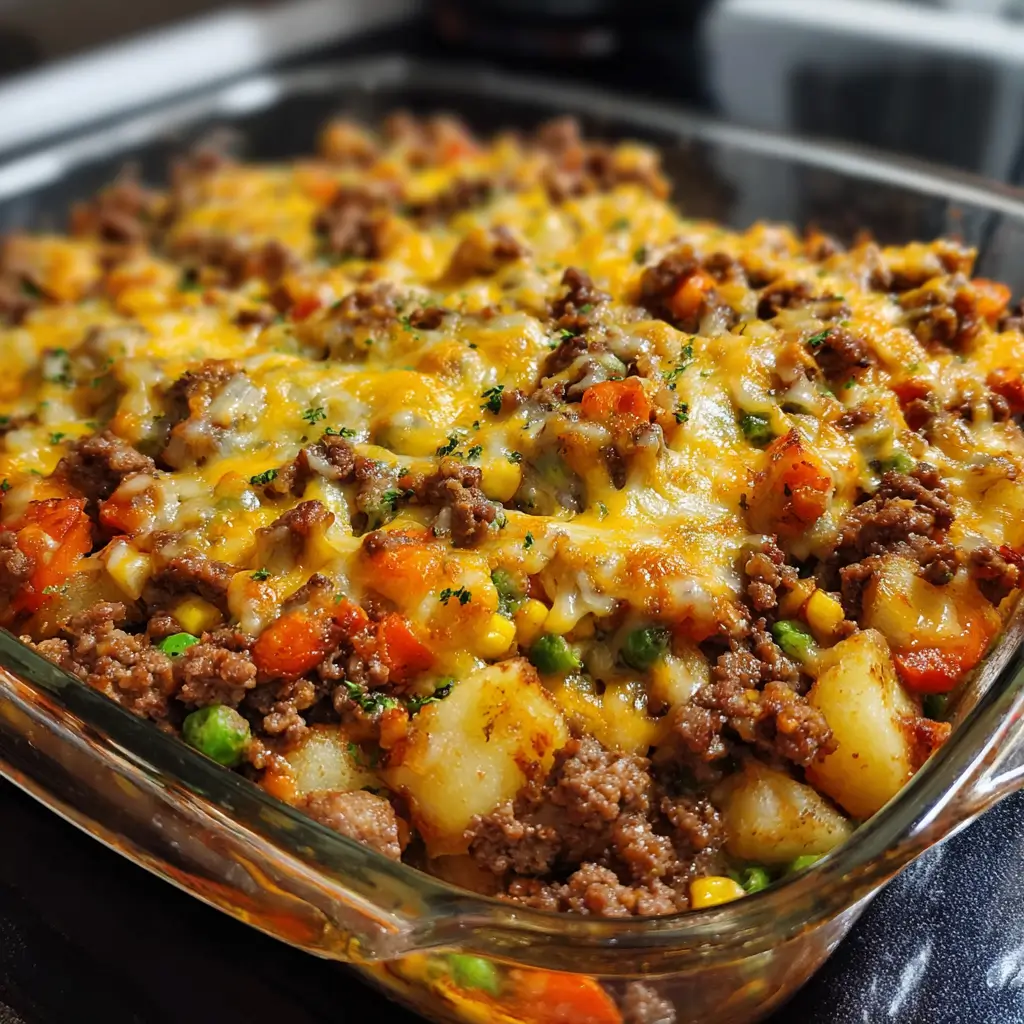 Ground Beef Veggie Hobo Casserole