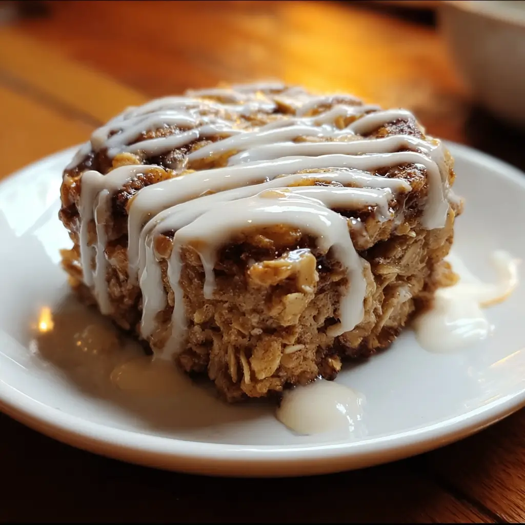 High Protein Cinnamon Roll Baked Oatmeal