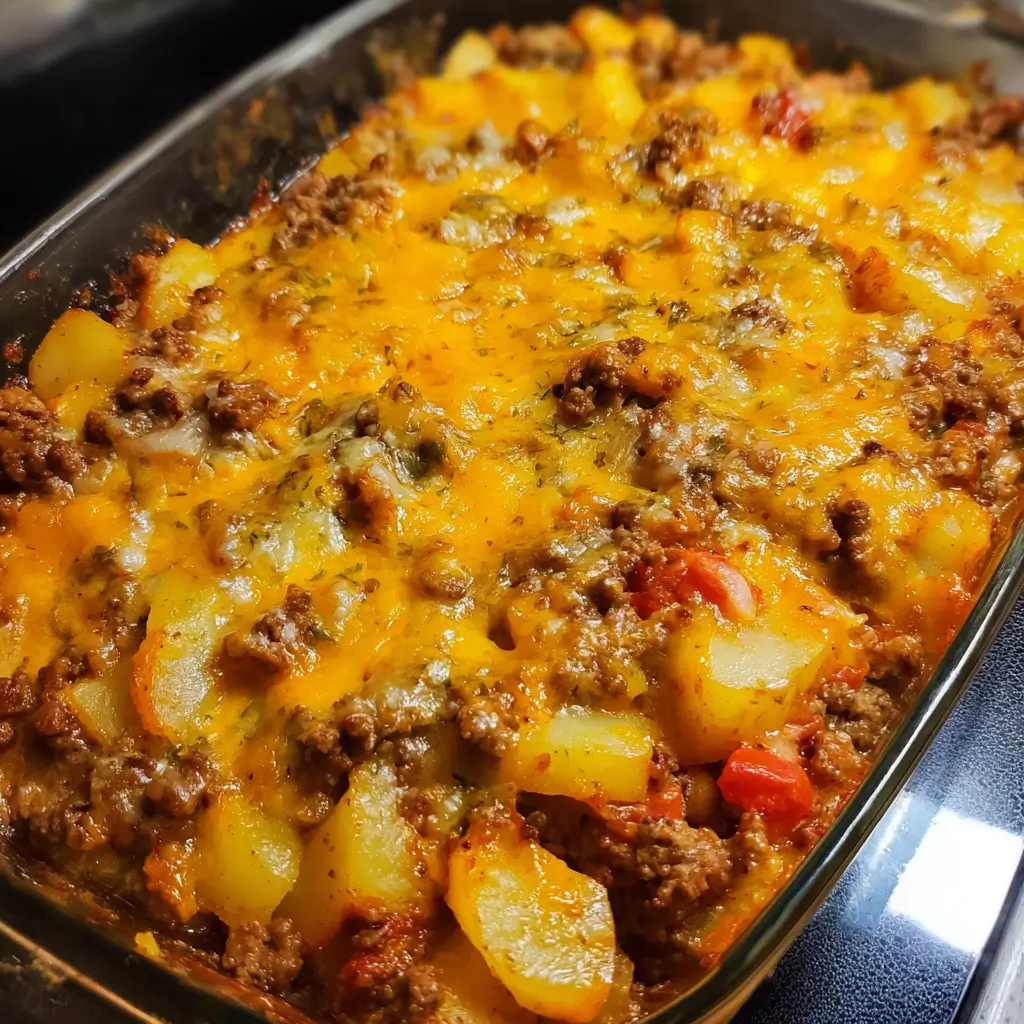 Hobo Casserole with Ground Beef & Potatoes