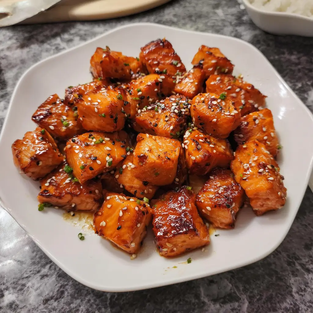 Honey Garlic Salmon Bites