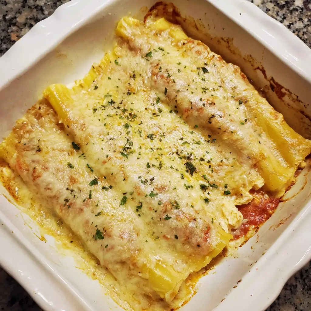 Lemon Chicken Stuffed Manicotti