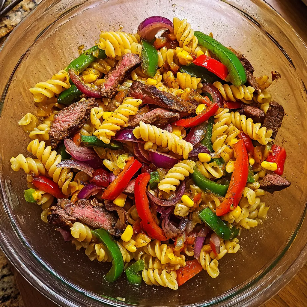 Mexican Pasta Salad with Flank Steak