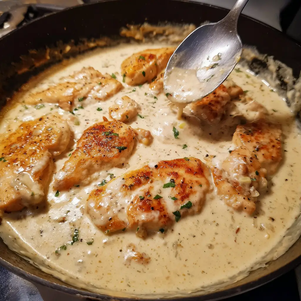 One Pan Creamy Garlic Chicken Breasts