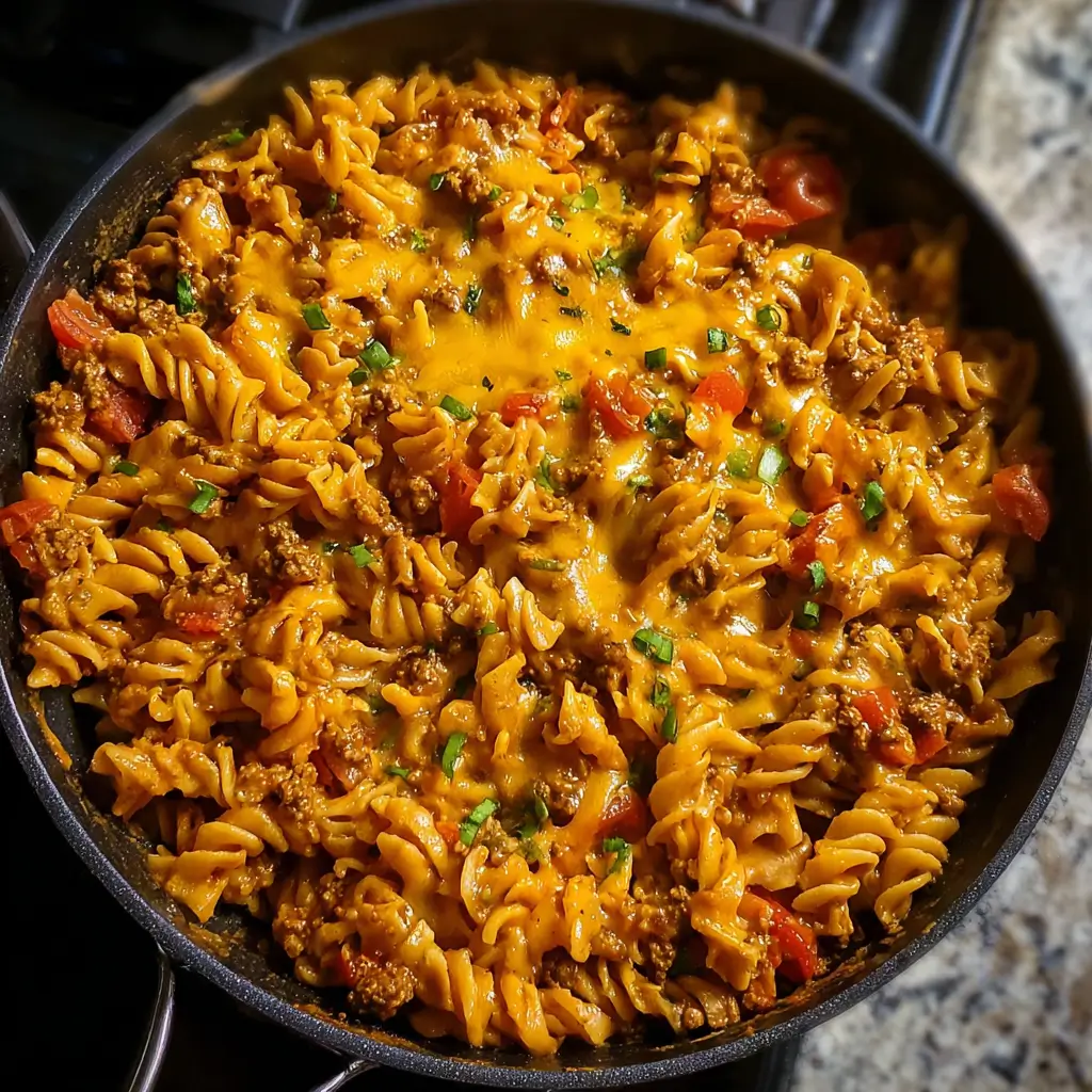 One-Pot Cheesy Taco Pasta Skillet