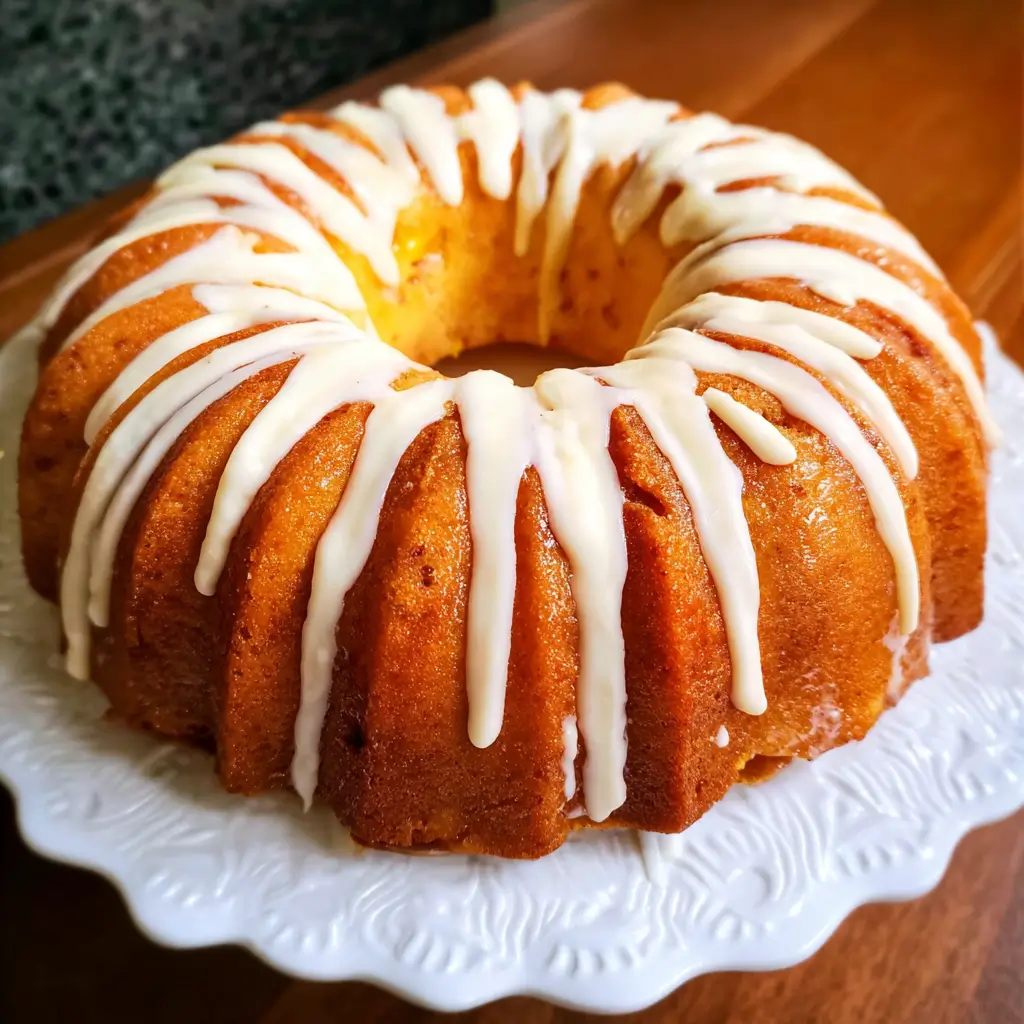 Peach Bundt Cake with Cream Cheese Icing