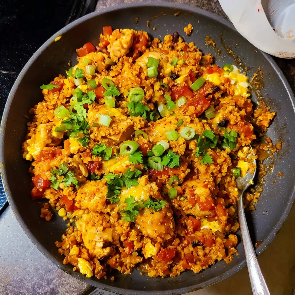 Salsa Chicken and Cauliflower Rice Skillet