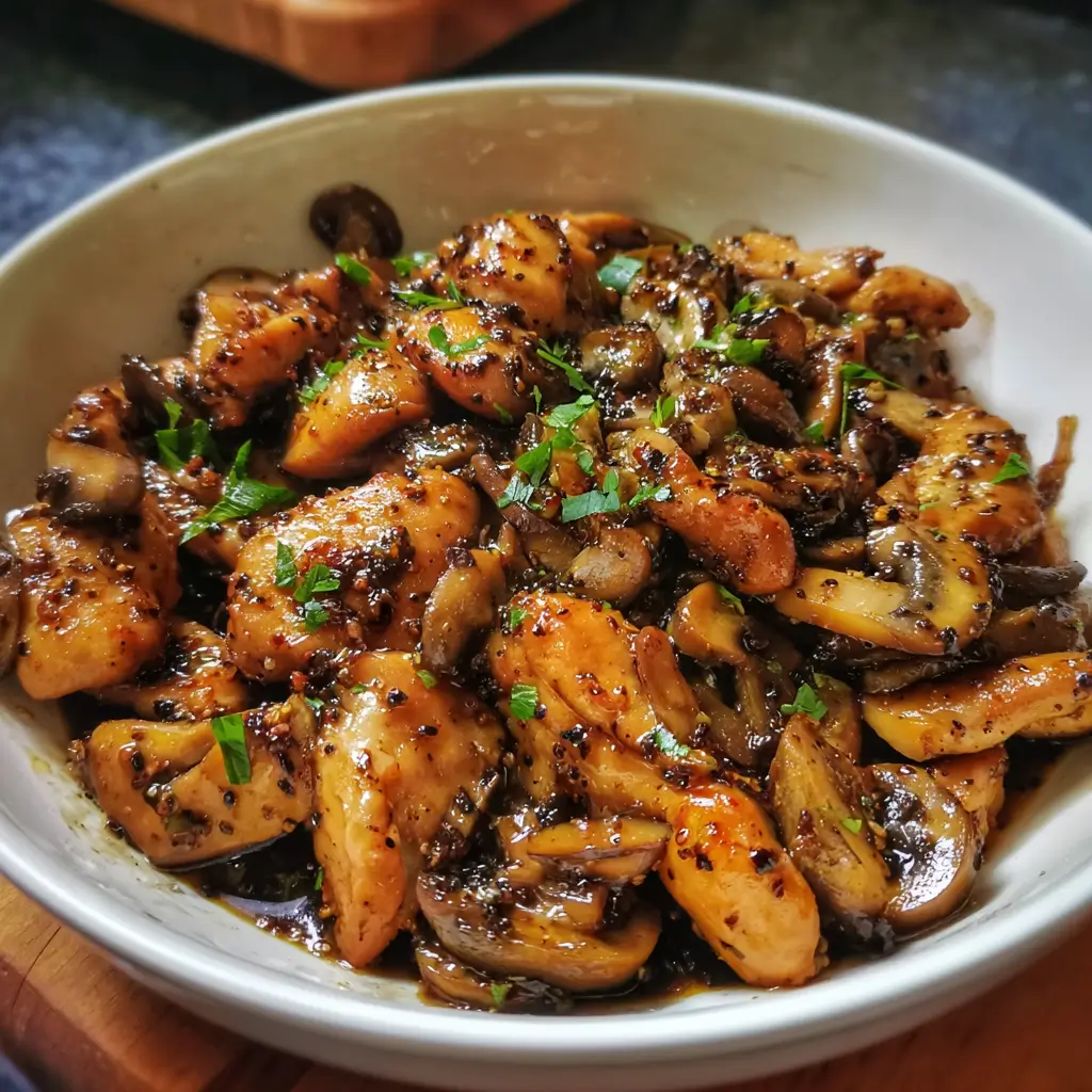 Black Pepper Chicken with Mushrooms