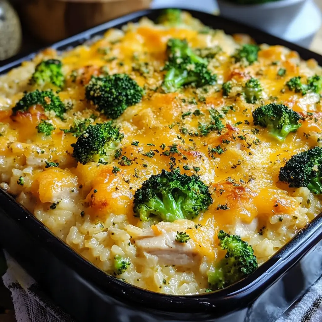 Cheesy Broccoli Chicken and Rice Casserole