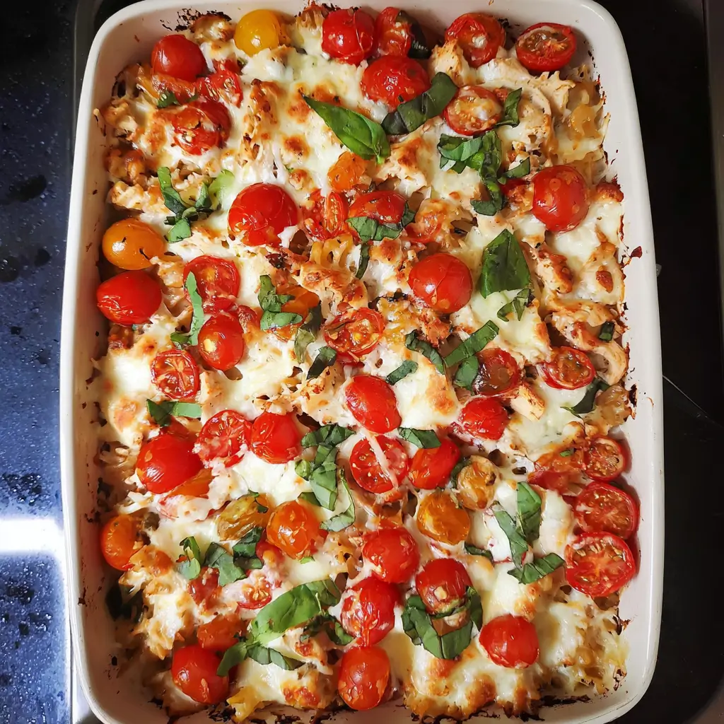 Cheesy Chicken Caprese Casserole Recipe