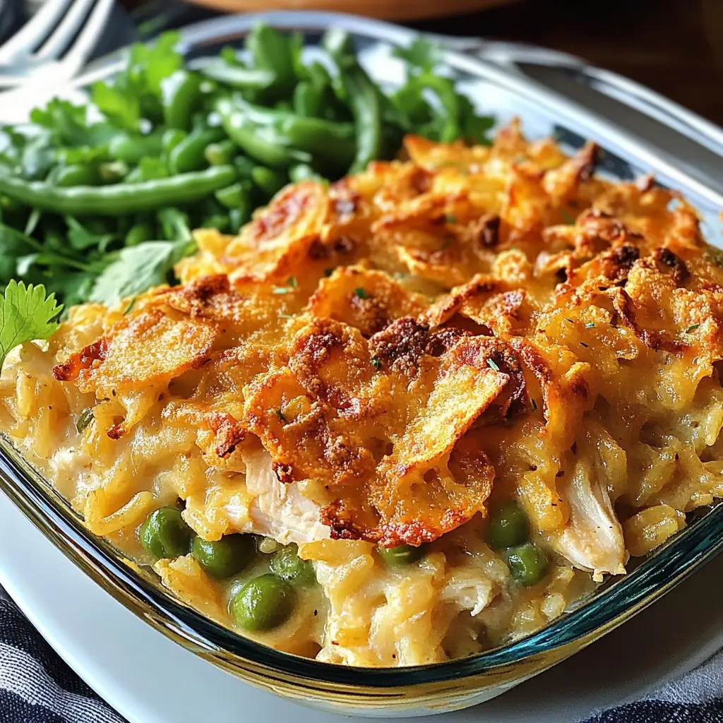 Cheesy Chicken and Rice Green Bean Casserole
