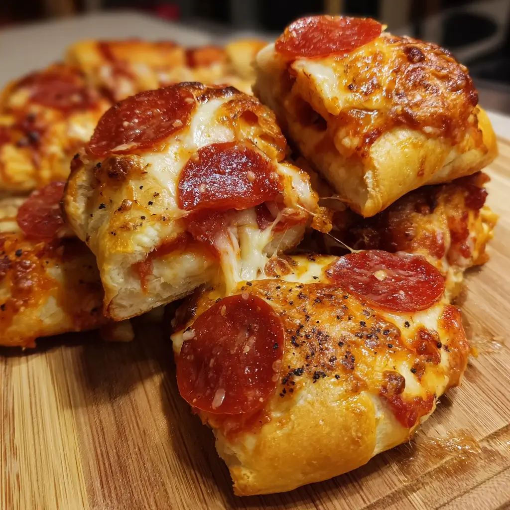 Cheesy Stuffed Crust Pizza Snacks with Pepperoni