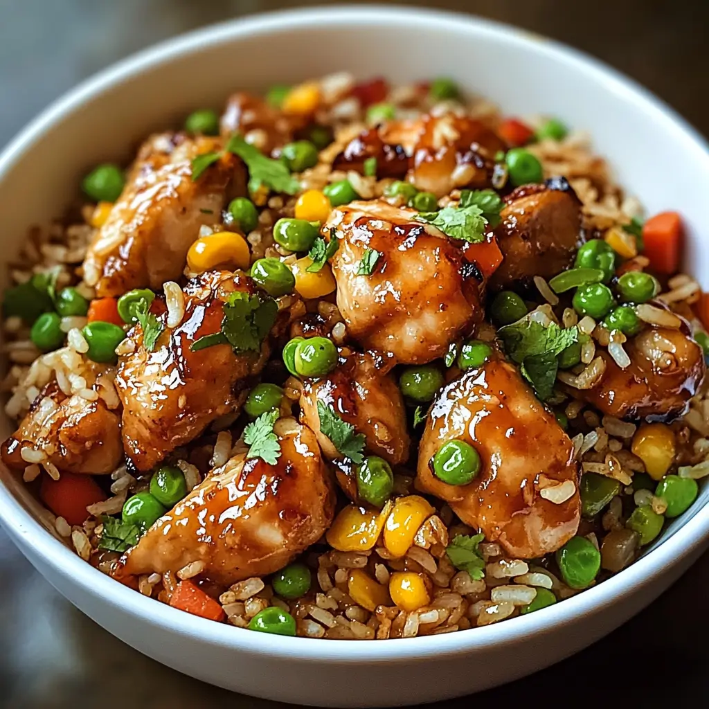 Crispy Saucy Chicken with Vegetable Fried Rice