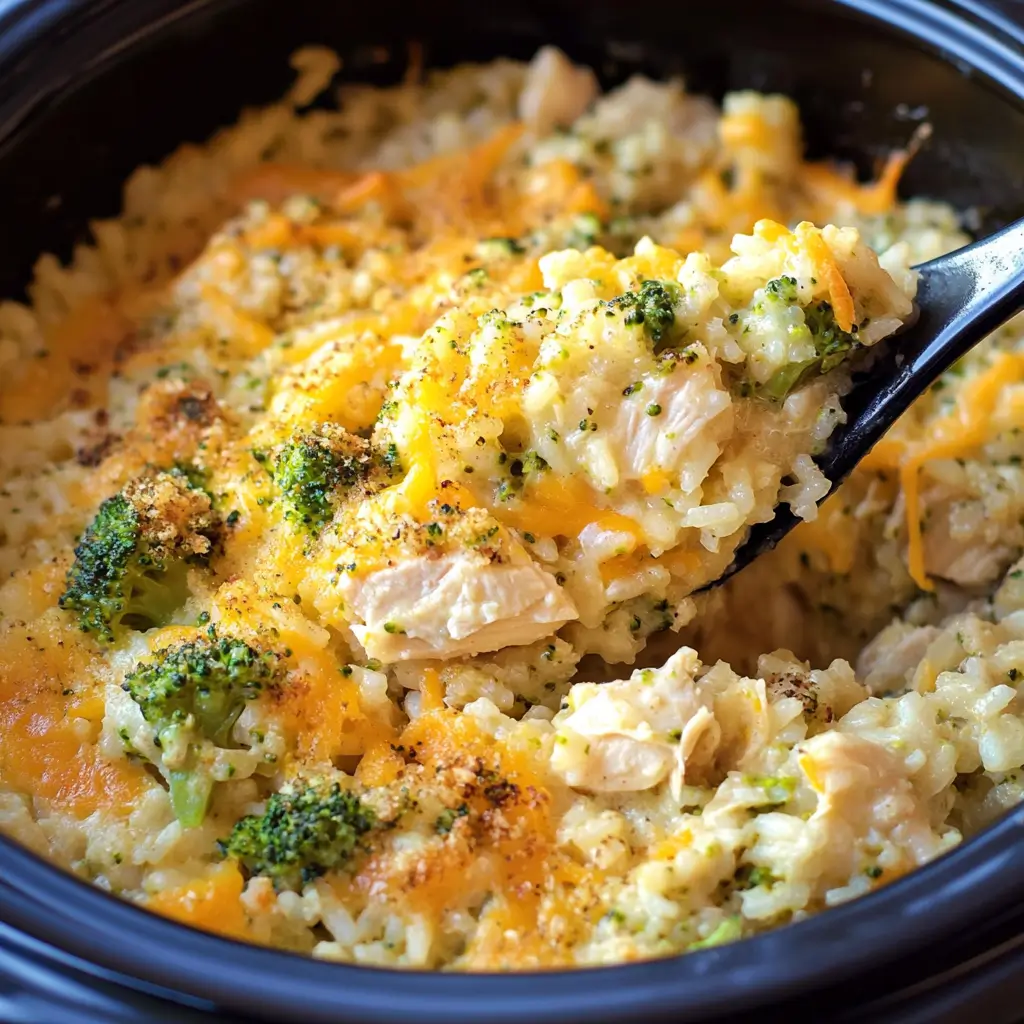 Crockpot Chicken Broccoli and Rice Casserole
