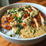 Easy Chicken & Rice Bowls with Creamy Garlic Sauce Recipe