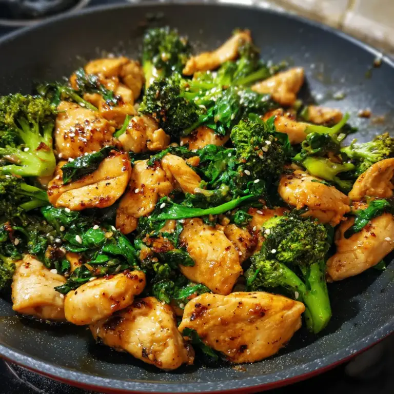Garlic chicken with broccoli and spinach recipe