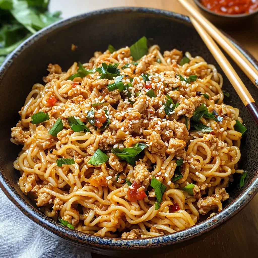Ground Chicken Sweet Chili Noodles