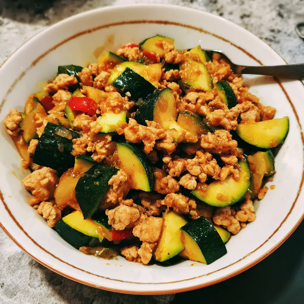 Ground Chicken and Zucchini Stir Fry