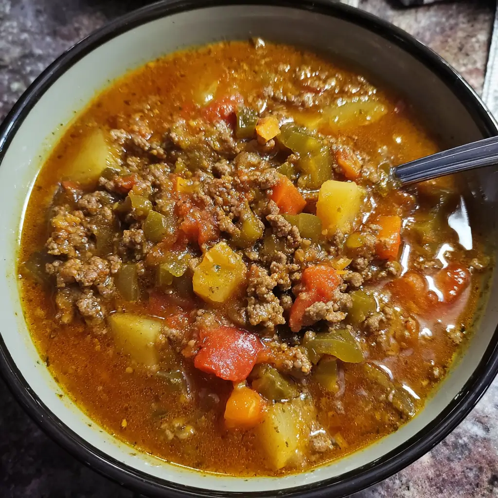 Hatch Green Chile Stew with Ground Beef