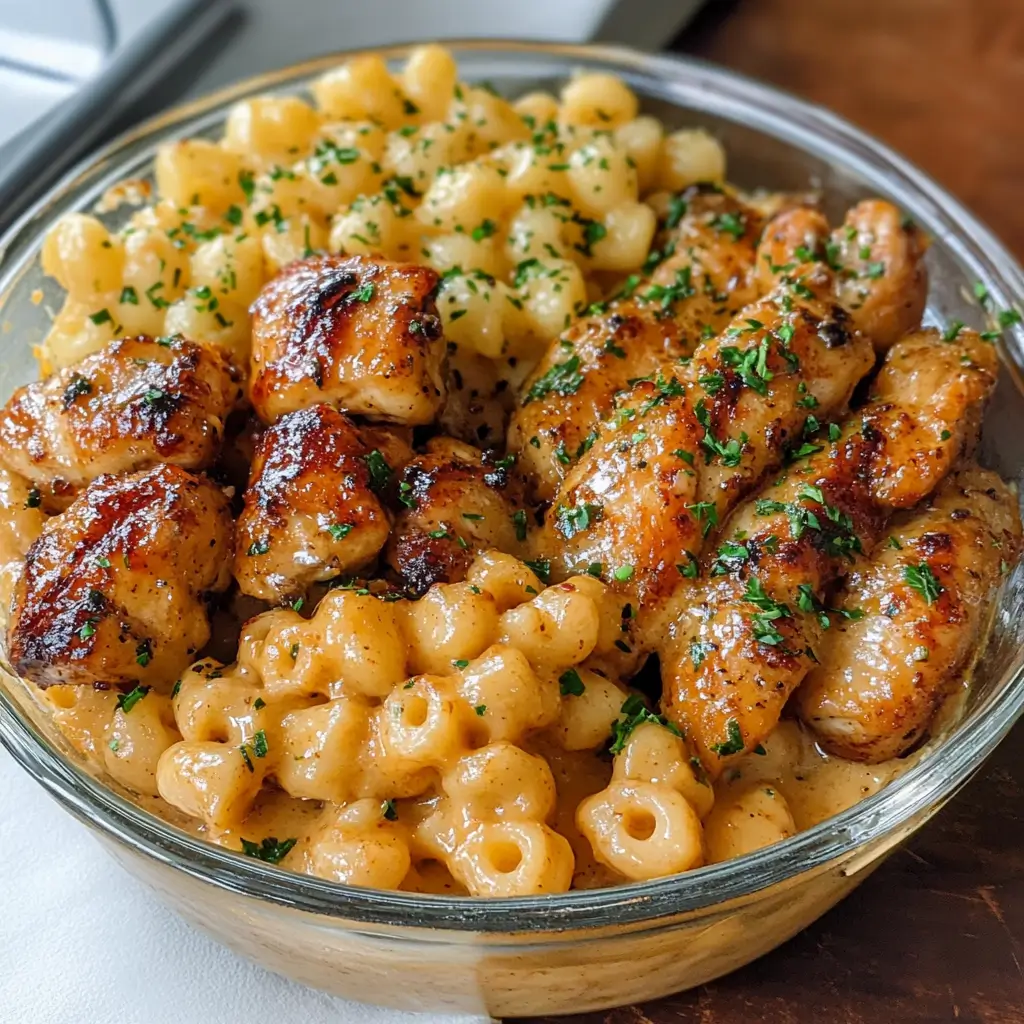 Honey Garlic Butter Chicken with Mac & Cheese