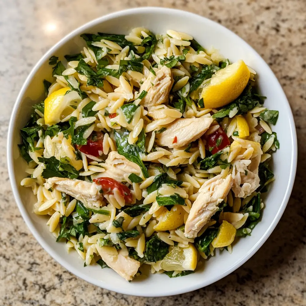Lemon Orzo Salad with Chicken
