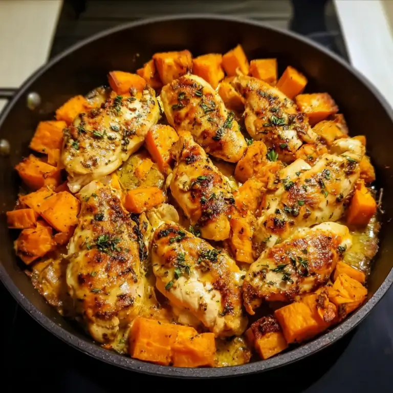 One Pan Chicken and Sweet Potato Skillet